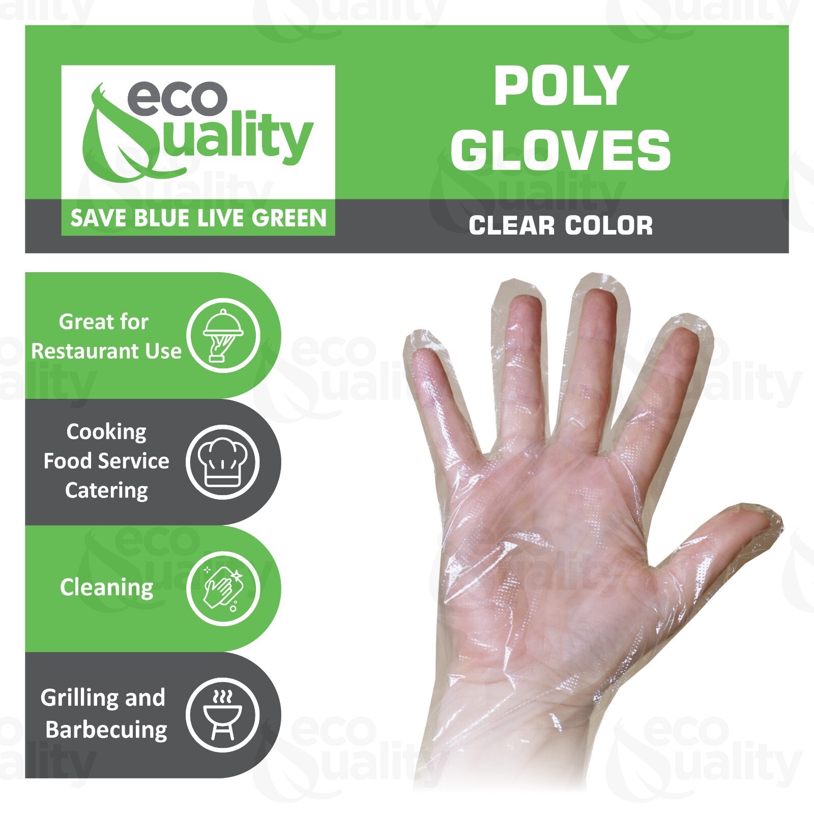 Disposable Food Grade Poly Gloves, One Size Fits All, Latex & Powder Free 500pcs