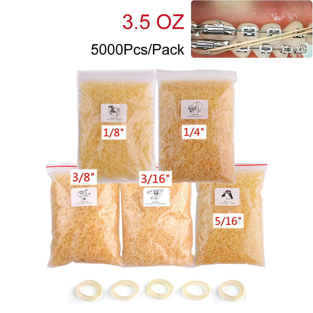 5000 Pcs/Bag Dental Orthodontic Latex Elastics Rubber Bands Rings Latex Braces