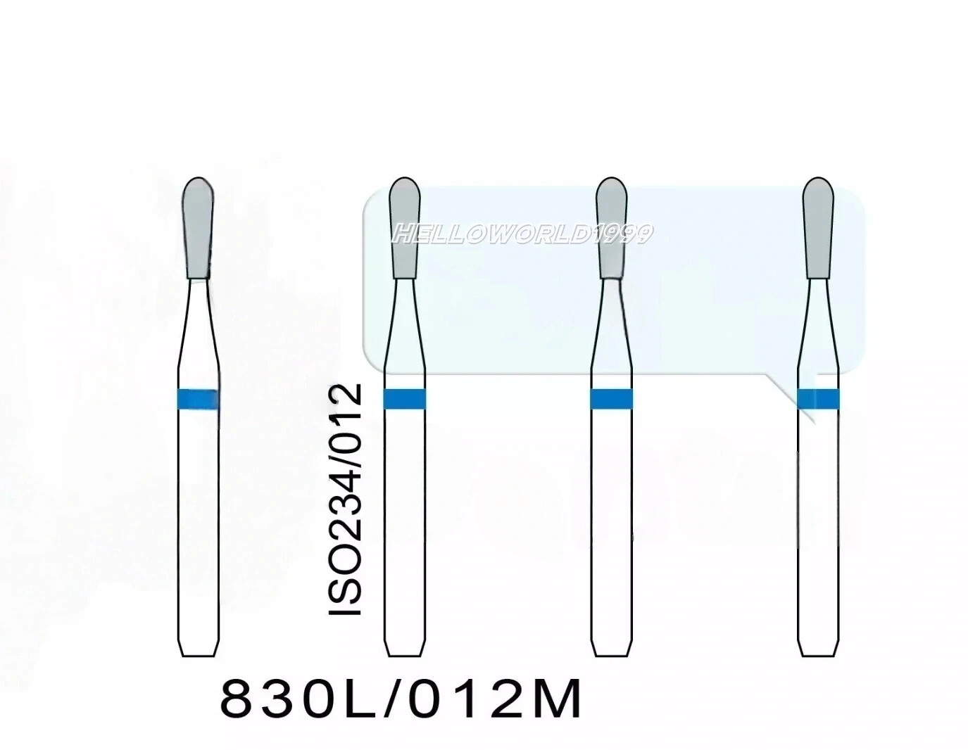 Dental Diamond Burs FG Long Pear 830L/012M Standard Grit High Speed 10Pcs