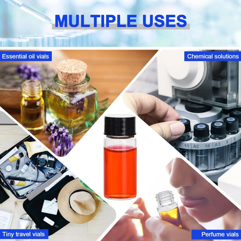 10ml Clear Glass Vials 100pcs Sample Vials with Screw Caps Small Liquid Bottles