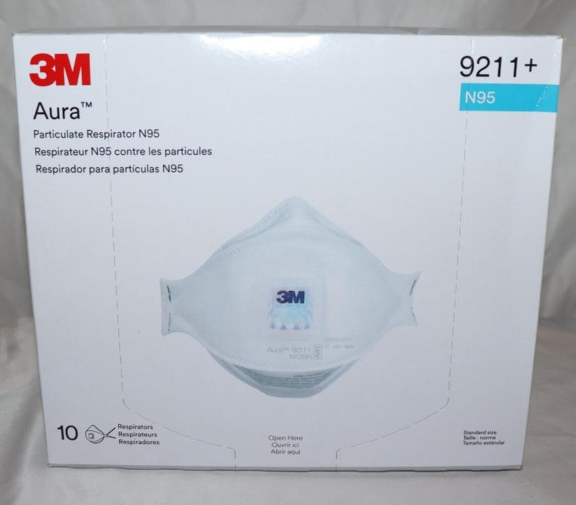 3m Aura 9211+ Respirator N95 Dust Mask W/ Cool Flow Valve (10 Masks)