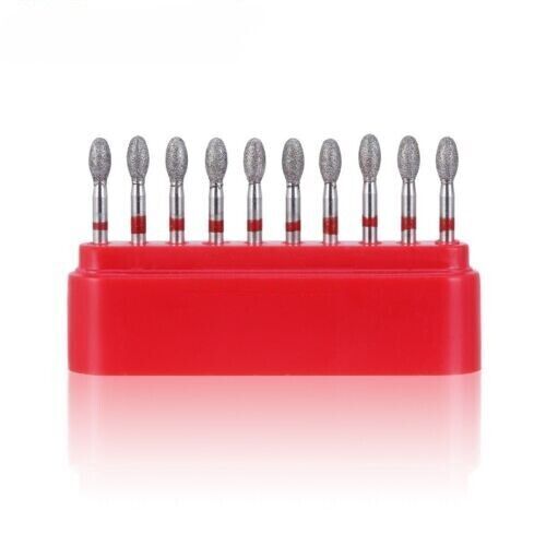 10 Pcs/Box Dental High Spped Diamond Burs 379-023F Fine Red Defend Friction Grip