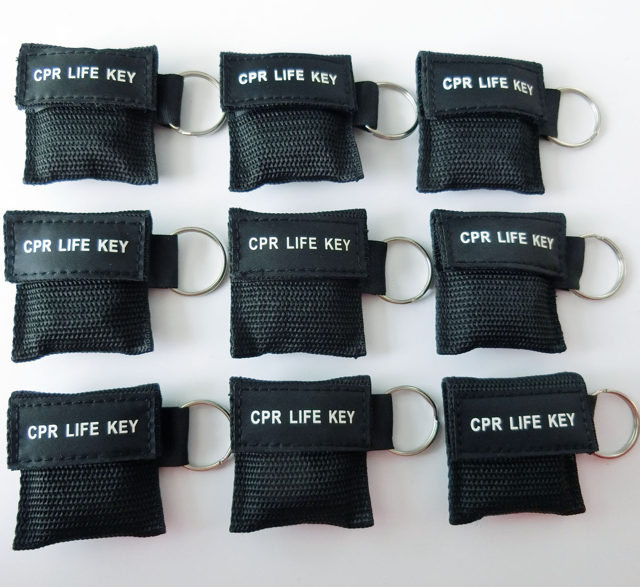 10 Pcs CPR Mask Keychain Cpr Face Shield CPR Life Key Training First Aid Black