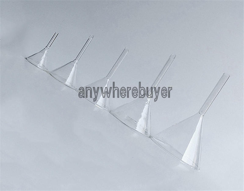 Multiple Siz 30/40/50/60/75/90mm Short Stem Thick Clear Glass Laboratory Funnel