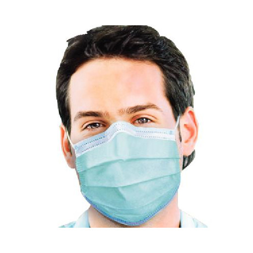 Crosstex GCPBL100 Procedural ASTM Level 2 Earloop Face Masks Blue 100/Bx