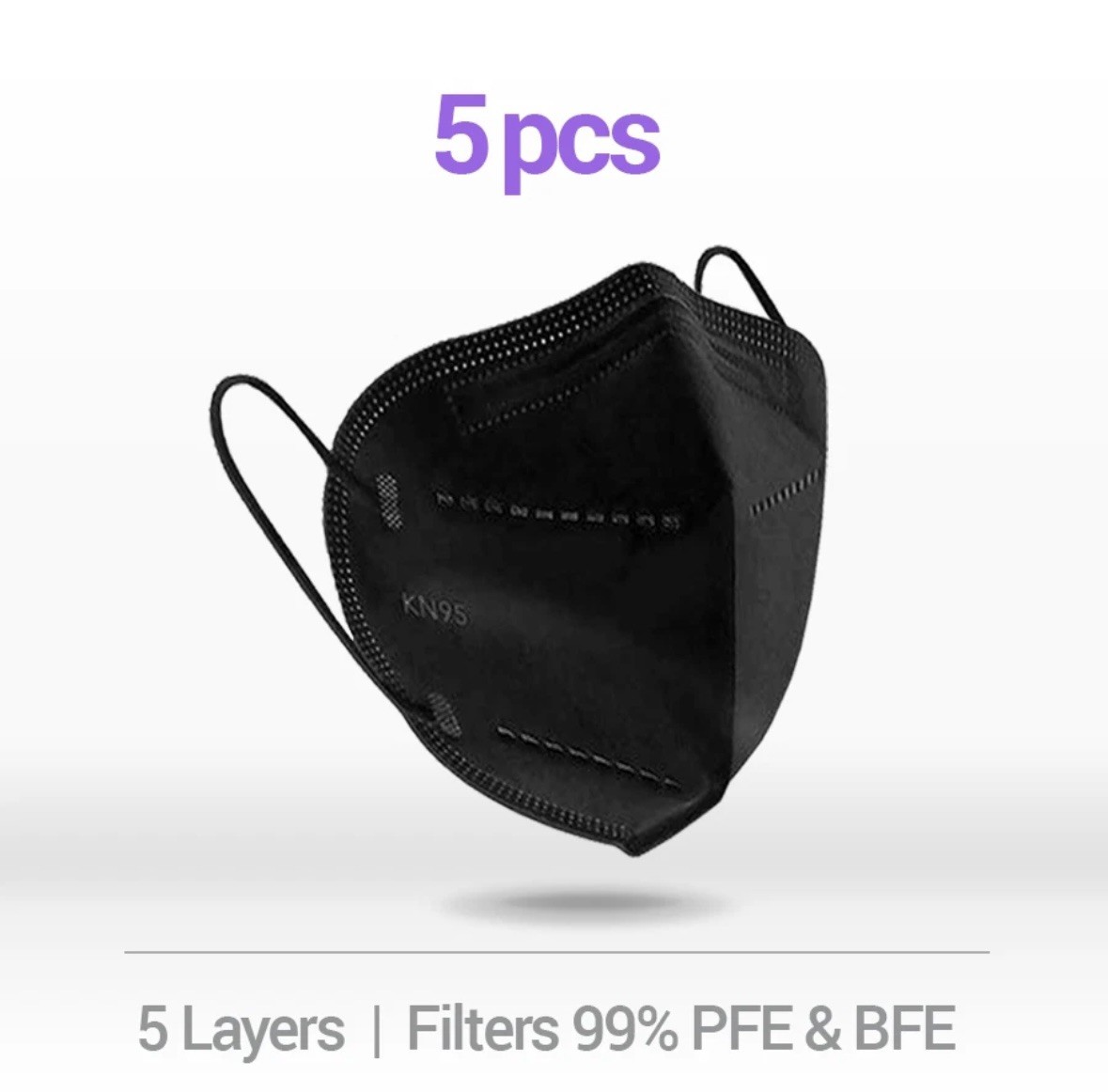 (2x5pcs)PROMask KN95 Disposable Earloop Particulate Respirator Masks Black 5 pcs
