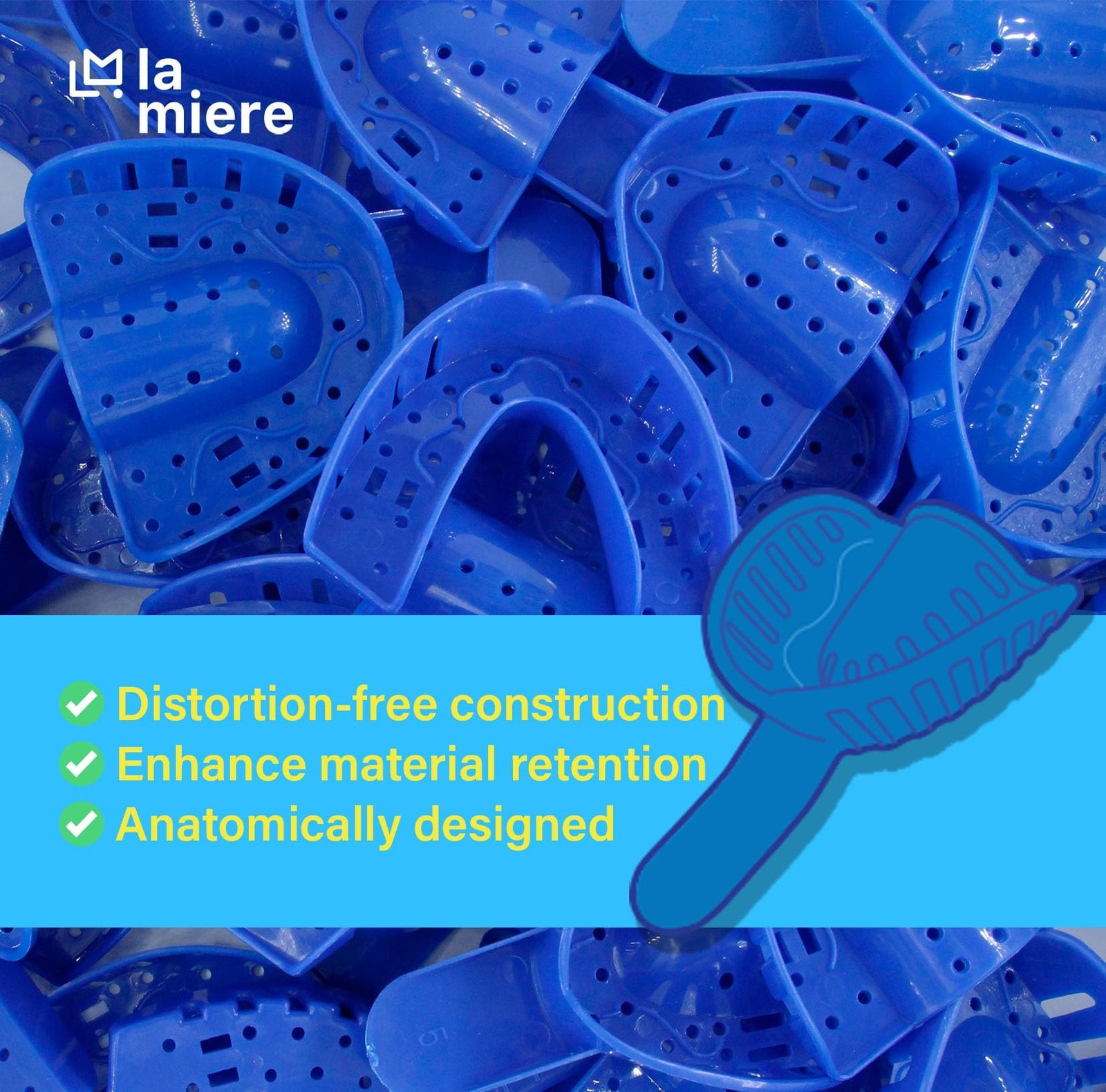 LA MIERE Royal Blue Premium Disposable Tracking Spacer Plastic Dental Impress…