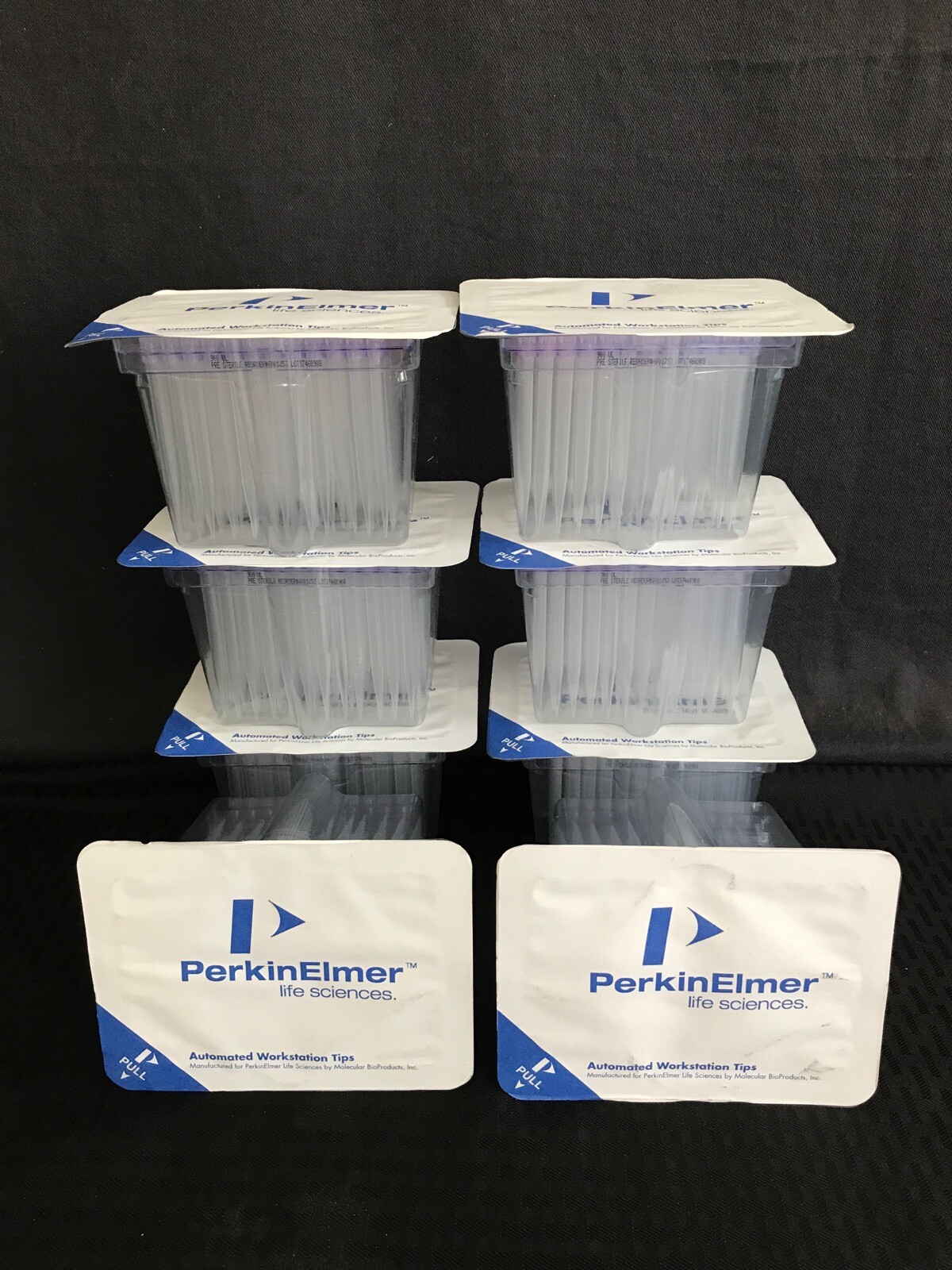 (768) PERKIN ELMER 1000uL Clear Non-Conductive Automated Pipet Tips 8×96 6001253