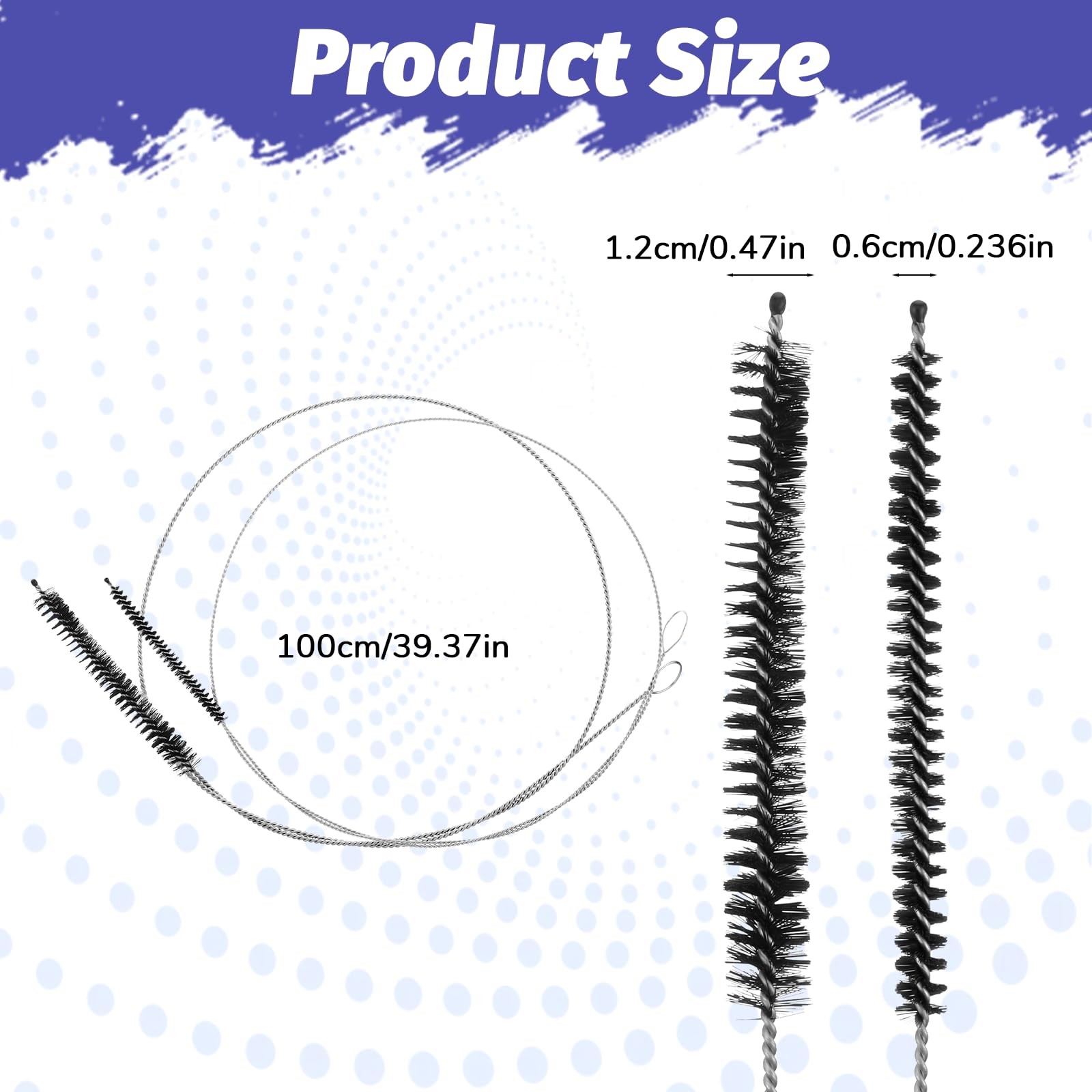 2 PCS Straw Cleaner Brush Extra Long, 39.4 in Long Inches, Black