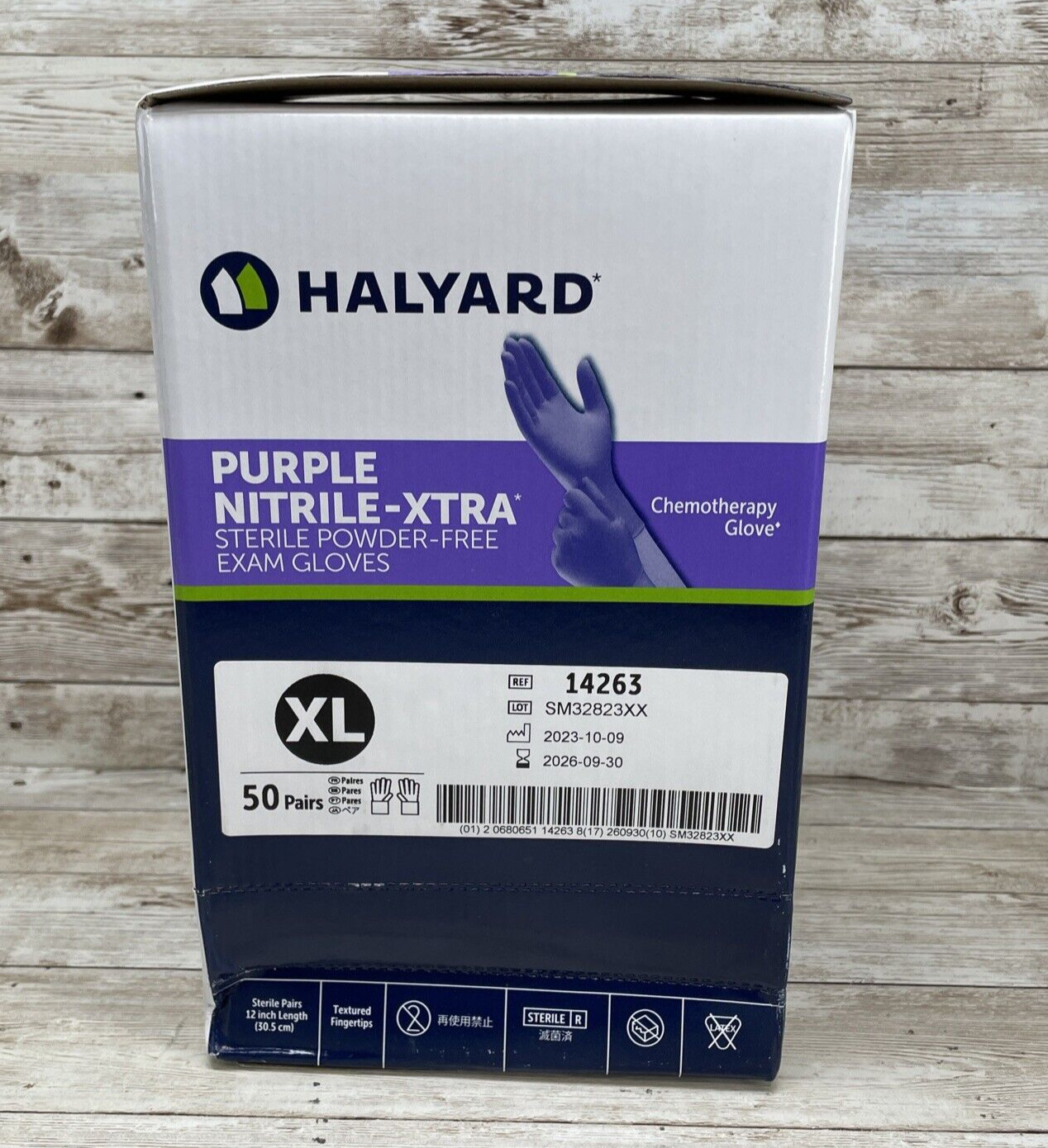 1 Box Halyard Purple-XTRA Nitrile STERILE Powder-Free Exam Gloves Size: XL 9/26