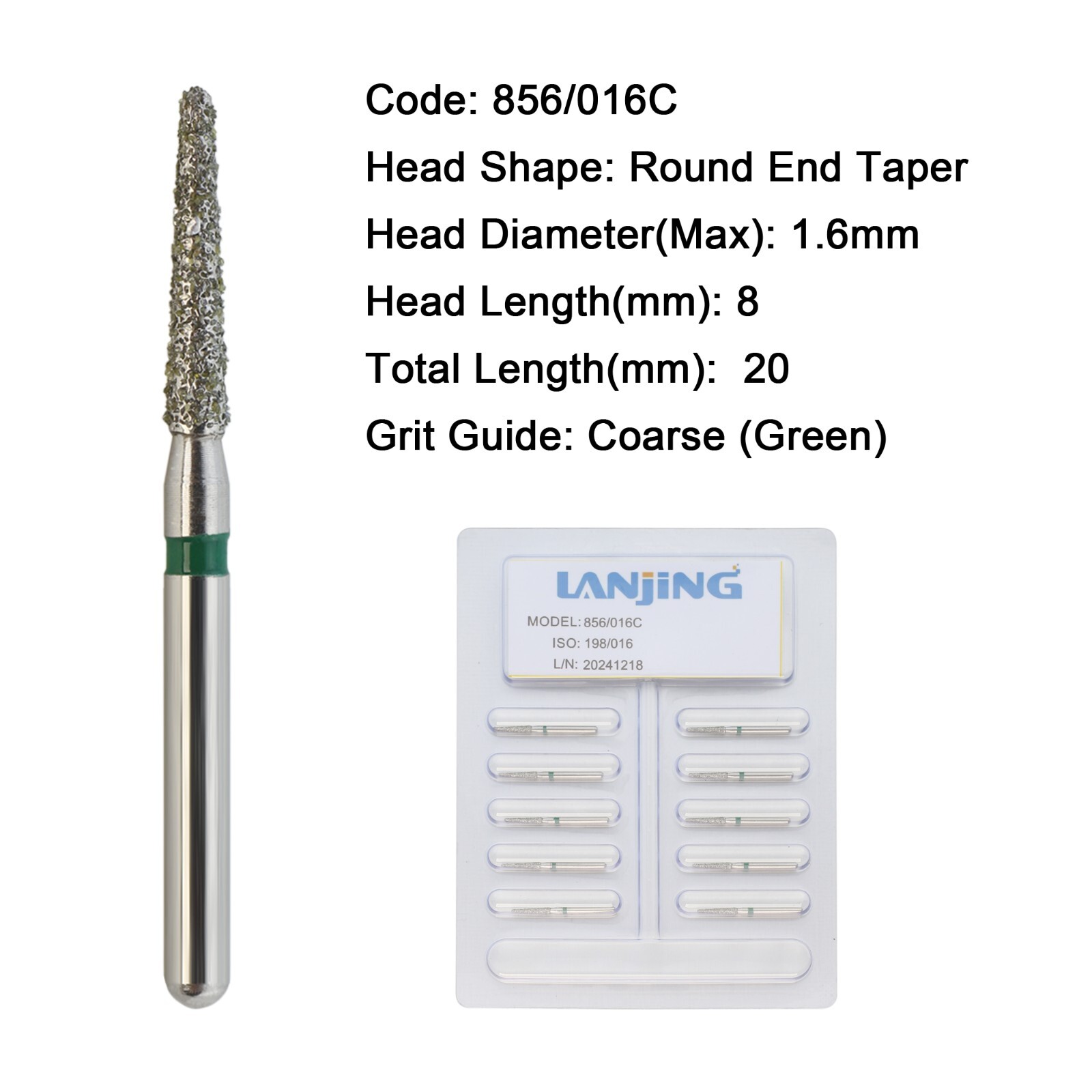 Dental Diamond Burs Round End Taper 856/016C 856/016SC Friction Grip High Speed