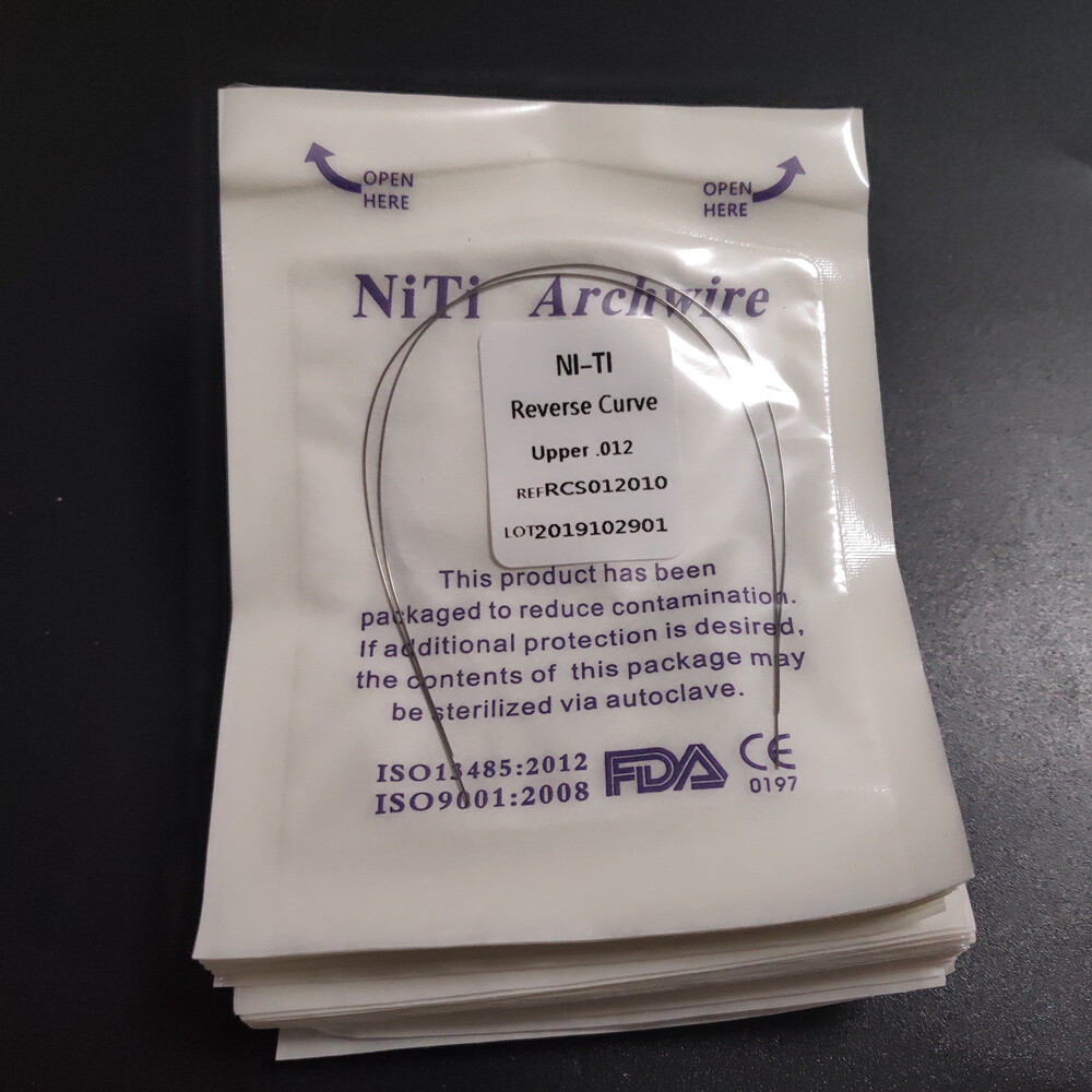 Dental Wires Orthodontics Arch Wire Reverse Curve Niti Round Wire 2Pcs/Pack