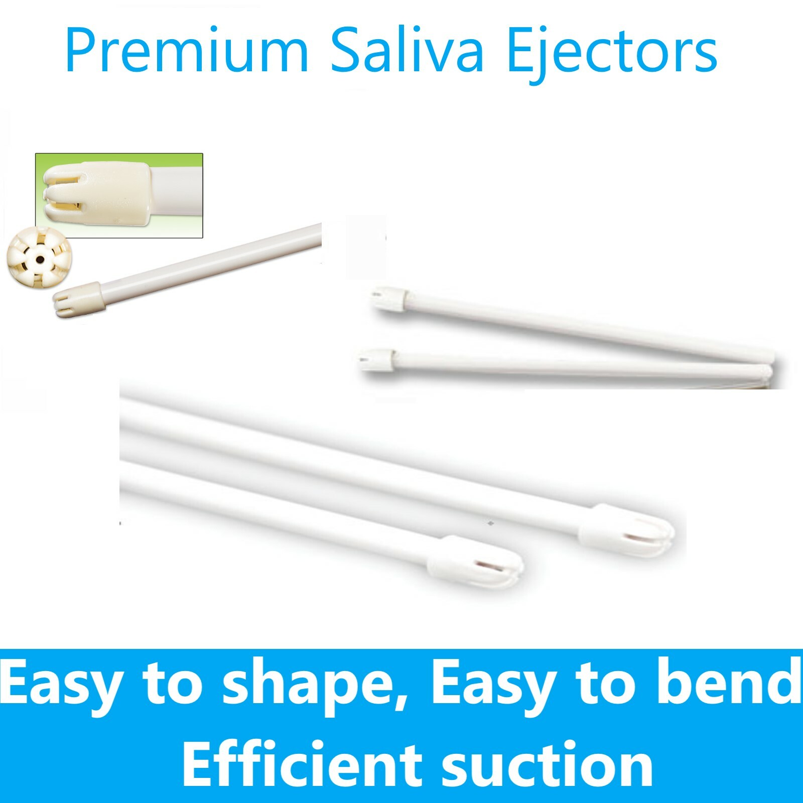 1000/Case Saliva Ejectors Ejector WHITE/BLUE Dental Suction Tips Disposable