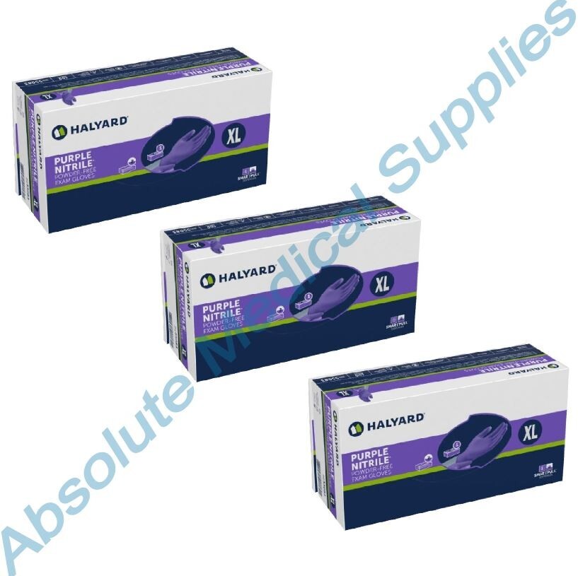 *270-Pieces* Halyard Purple Powder-Free Nitrile Exam Gloves X-Large 55084