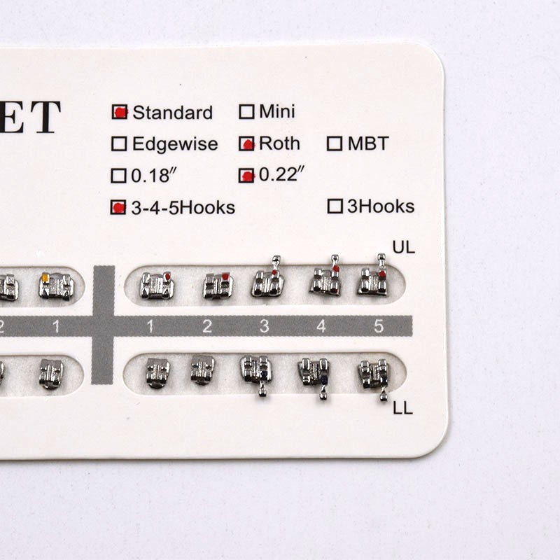20Pcs/Set Dental Orthodontic Brackets Braces Standard Roth .022 Hooks 3-4-5