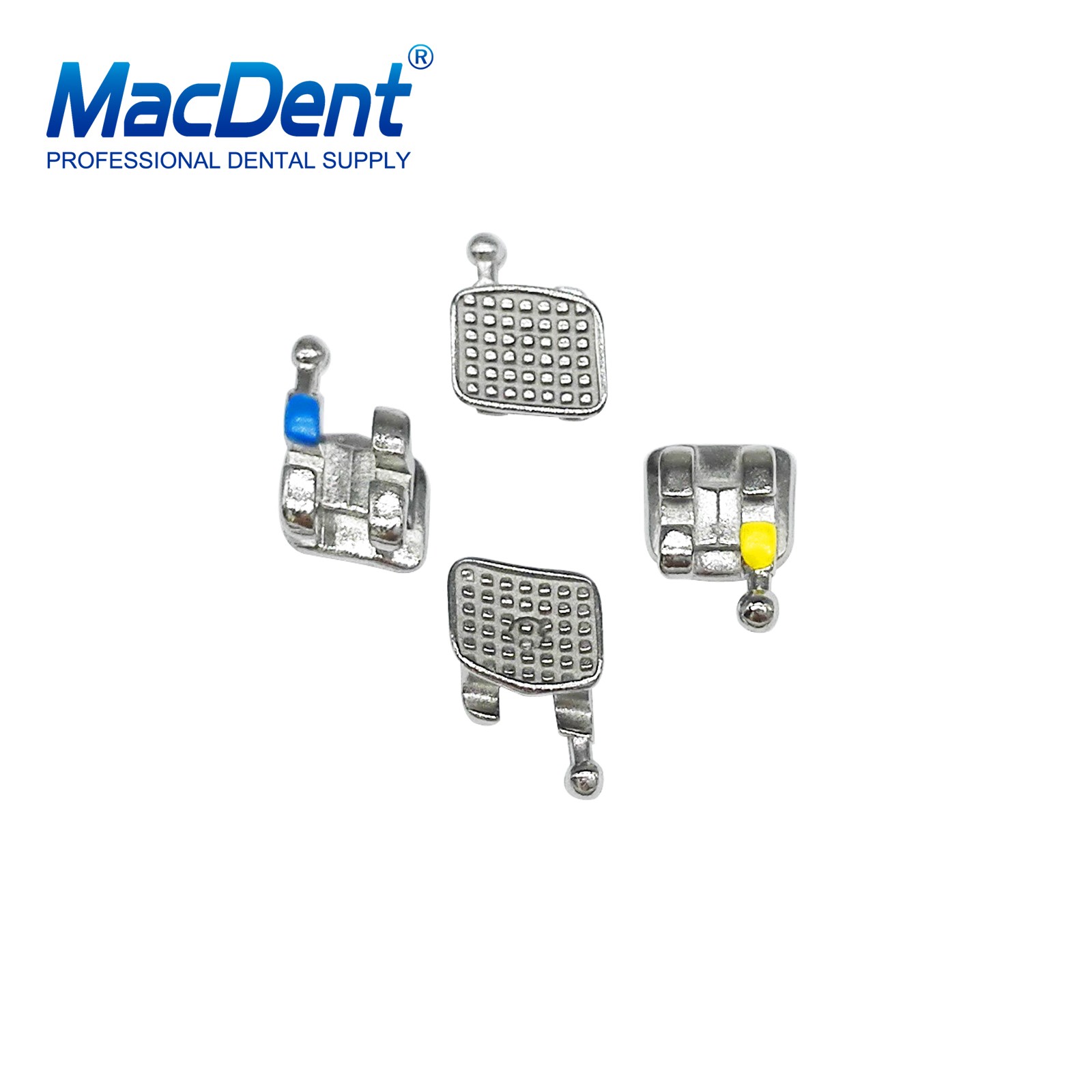 MacDent Dental Orthodontic Metal Brackets Monoblock MIM MBT/ROTH 022/018 345H