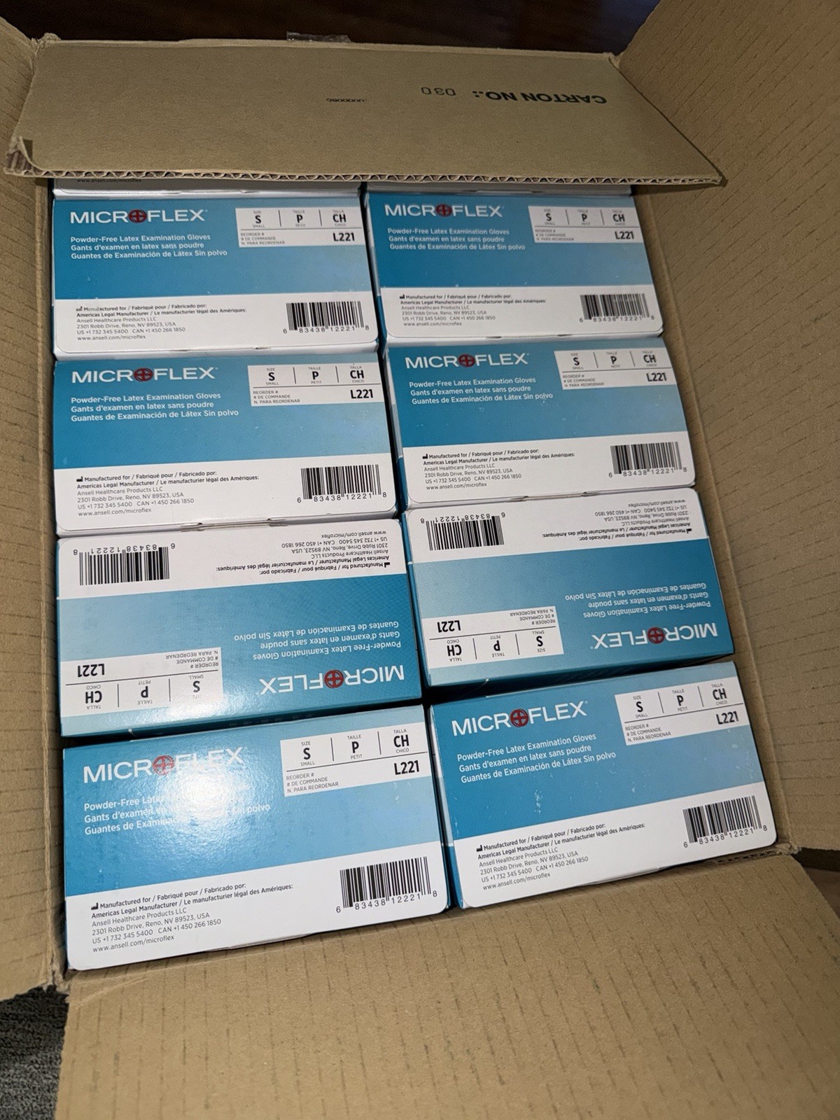 Case Of 1000 MicroFlex Powder Free Size Small Latex Examination Gloves L221