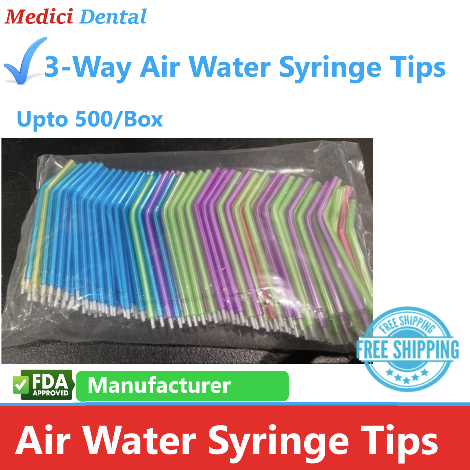 Dental Air Water Spray Nozzles/Tips Triple 3-way Syringe Nozzles/Tips/Tube, FDA