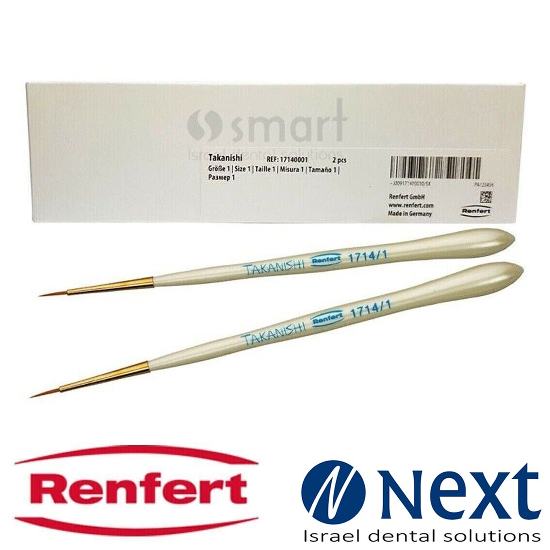Lotx2 Renfert Dental ceramic brush premium Synthetic hair №4 Takanishi 17140004