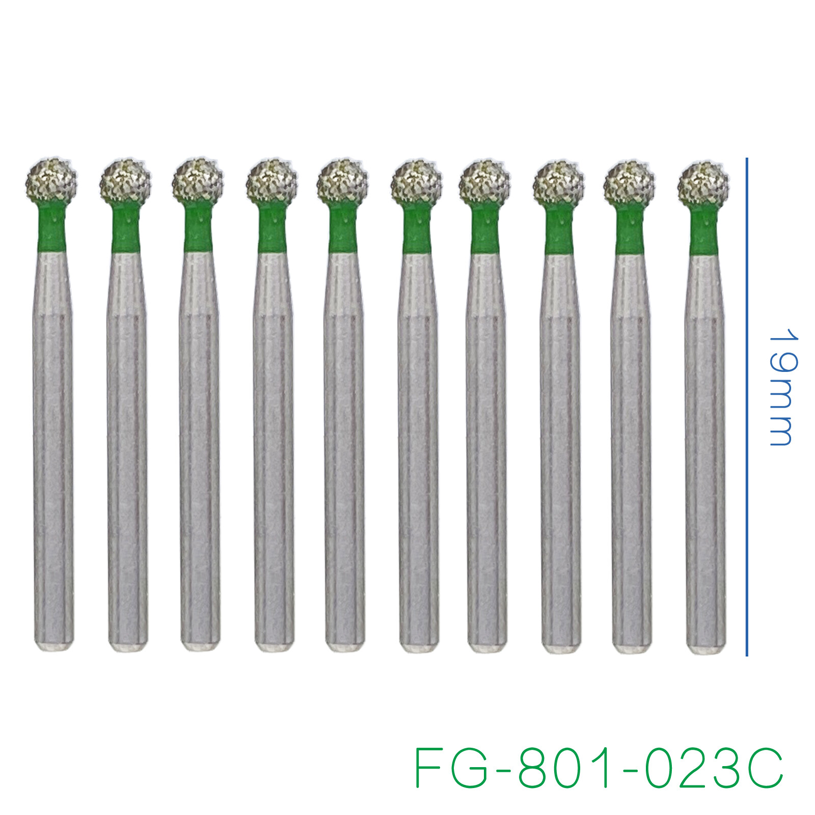 10/50/100Pcs Dental Diamond Burs FG Round Ball 801/023C Coarse Grit High Speed