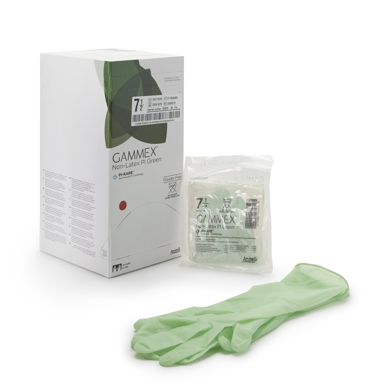 GAMMEX Non-Latex PI Green Polyisoprene Surgical Glove – 50 per Box
