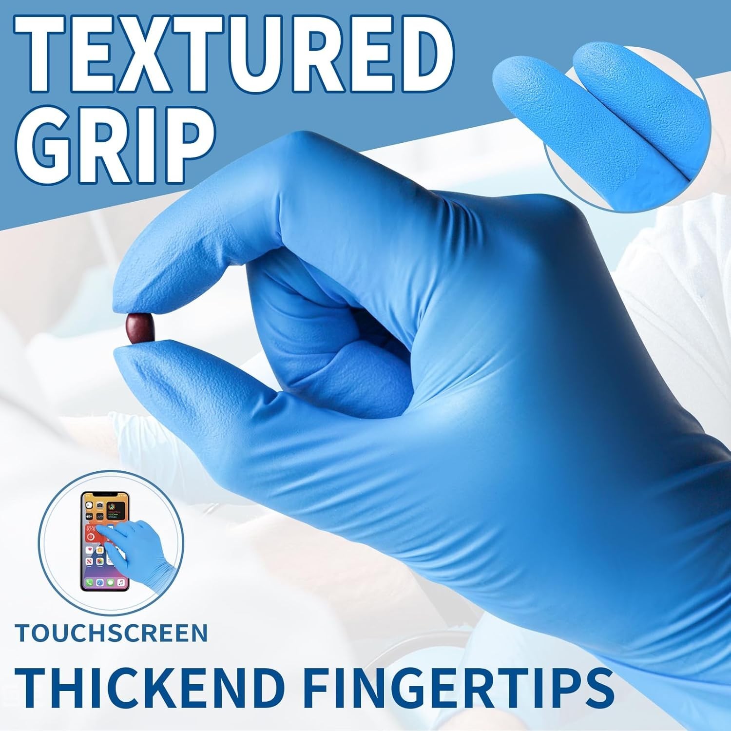 200-Count Blue Disposable Nitrile Gloves – Powder-Free, Latex-Free & Waterproof