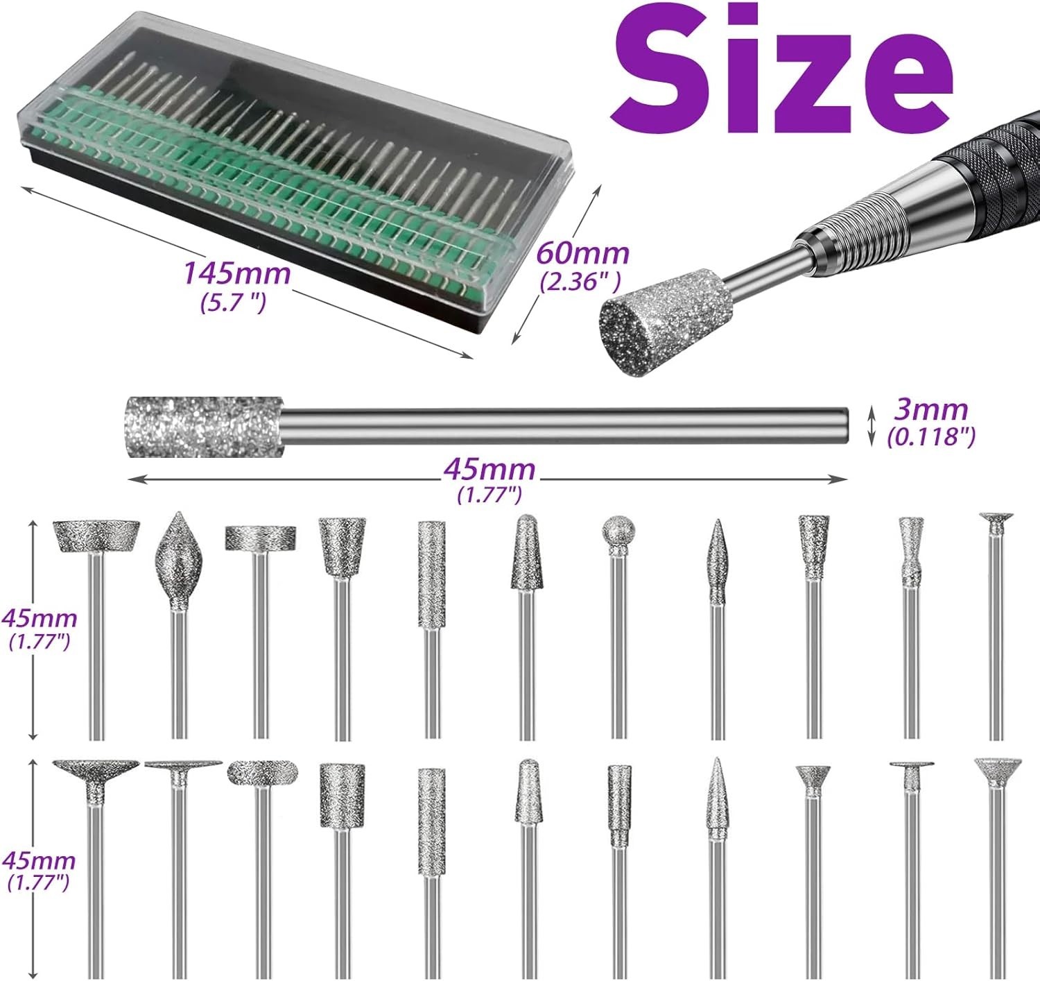 Multi-Shape Diamond Grinding Bit Set for Dremel – 52pcs for Precision Crafting