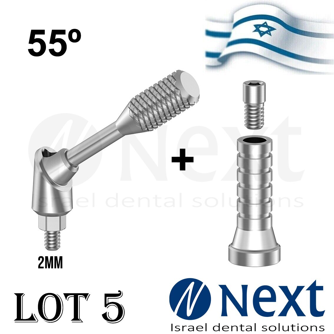 LOTx5 Multi Unit angulated 55 deg 2 mm attachment titanium sleeve