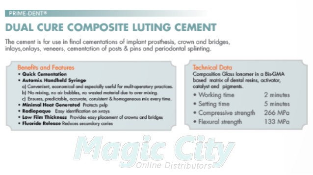 Adhesive Dual Cure Permanent Luting Cement Lonomer Crown Bridge White Opaque