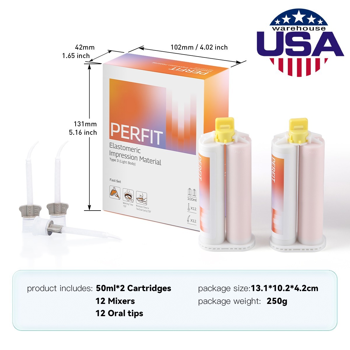 Dental Elastomeric Impression Material Light Body Fast Set /Normal Set Type 3