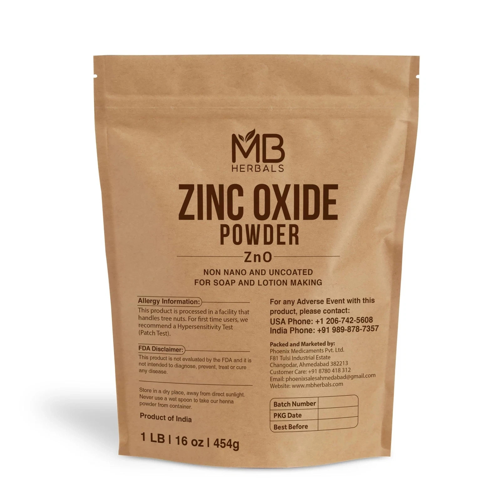 Zinc Oxide Powder 1 lb Pharmaceutical Grade Uncoated Non-Nano – For DIY