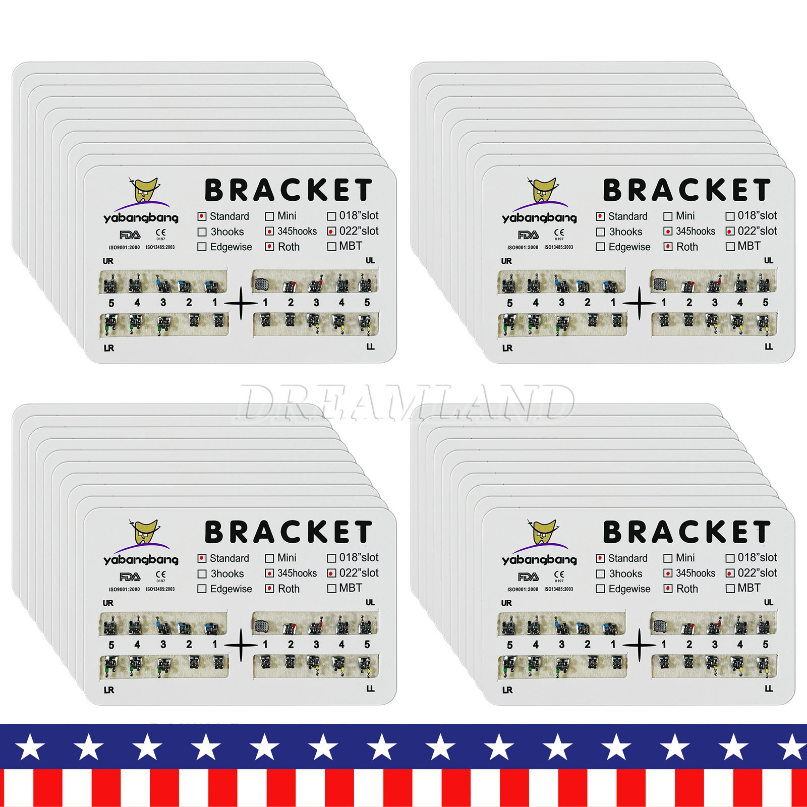 Dental Orthodontic Brackets Braces Standard Roth .022 Hooks 3-4-5 SK