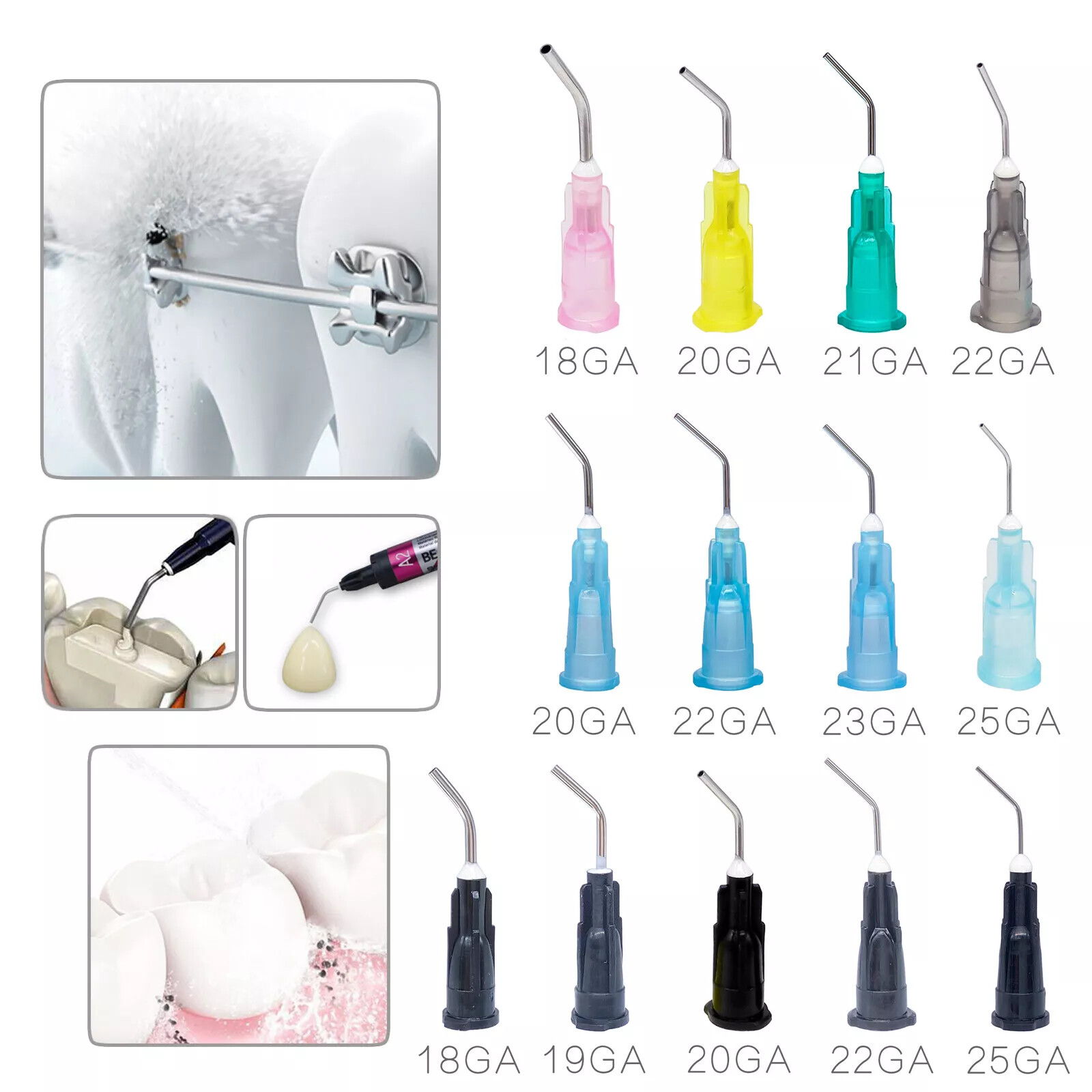 100/p Dental Acid Etch Flow tip Prebent Needle for Irrigation Dispensing Syringe