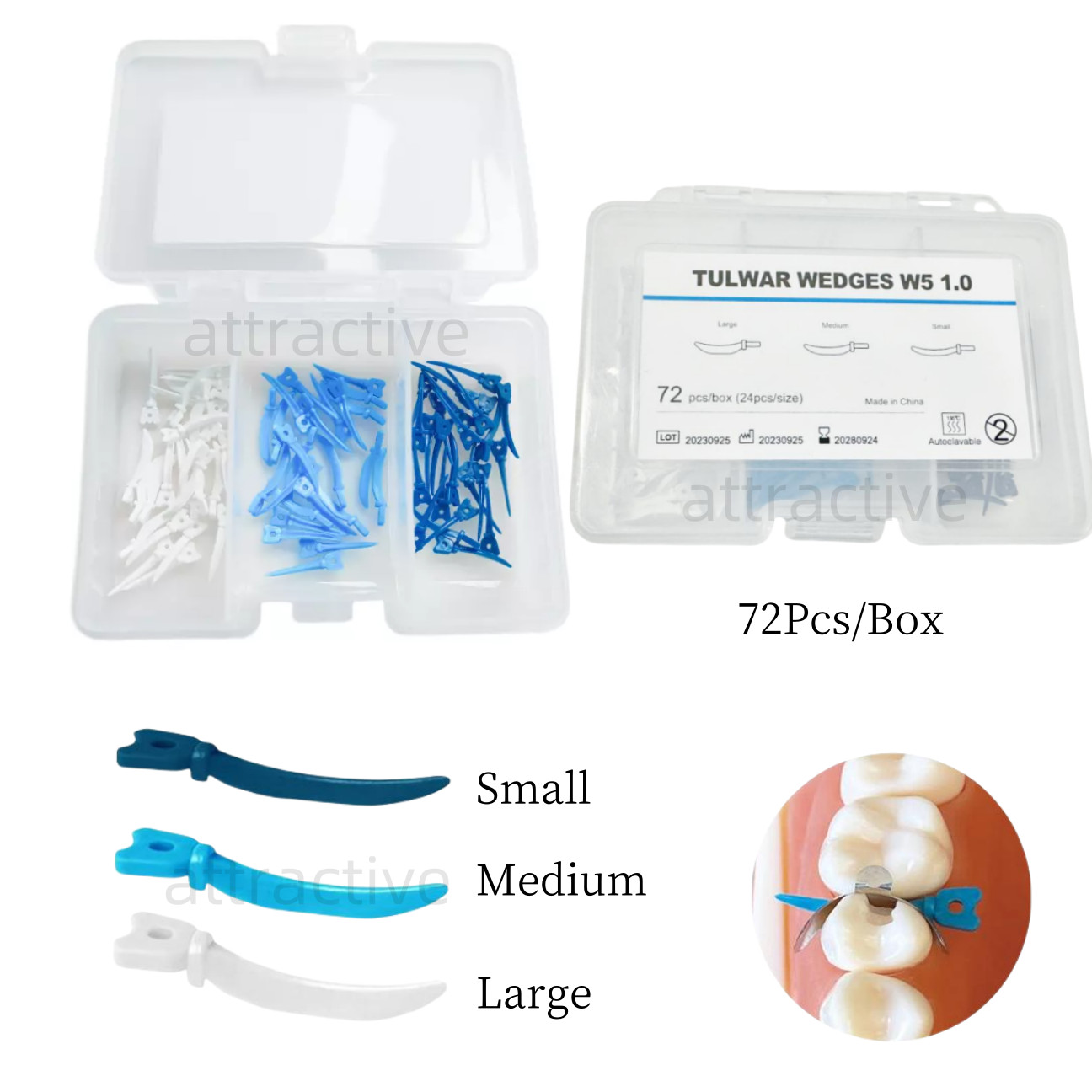 72Pcs/box Dental Tulwar Wedges Refill Wedge For Sectional Matrix System S/M/L