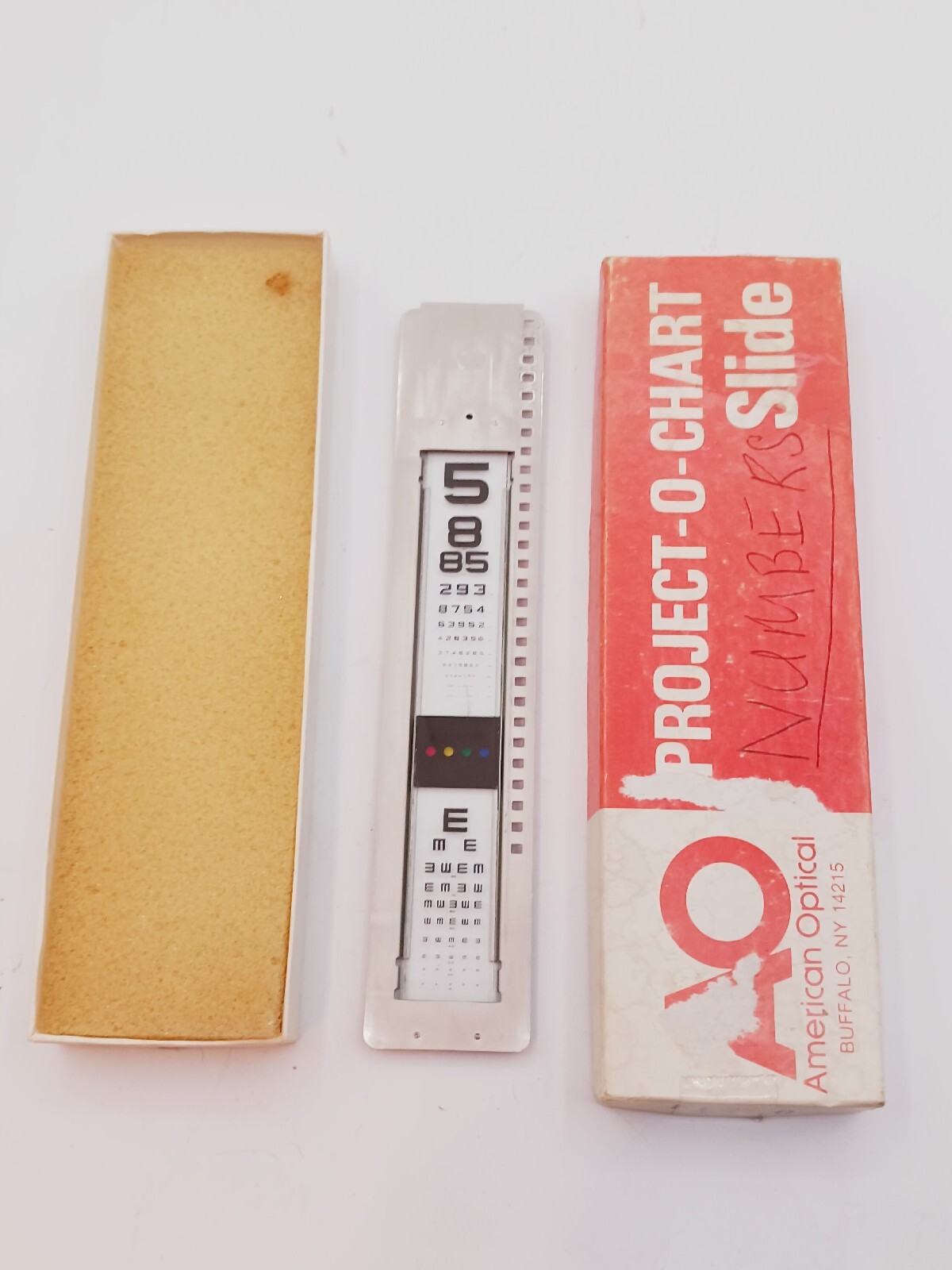 Vintage American Optical Numbers Project O Chart Slide In Original Box