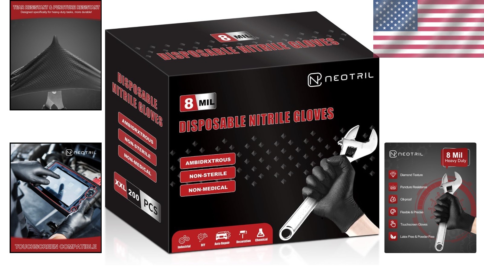 Diamond Texture Nitrile Gloves – Oil & Chemical Resistant