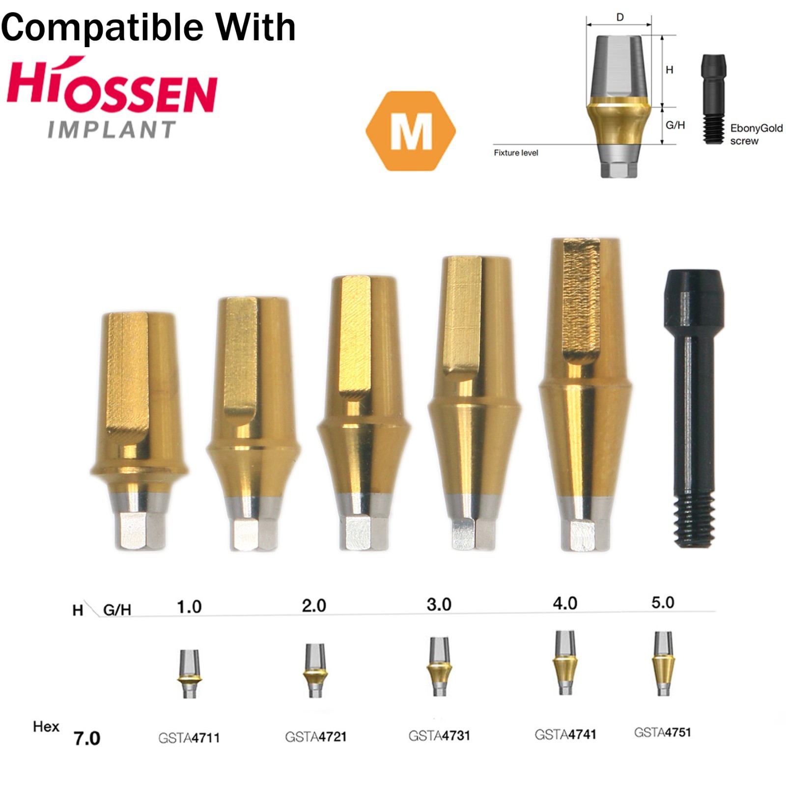 US Dental Straight Transfer Abutment Mini Ø4.5mm with Screws Fits Osstem Hiossen