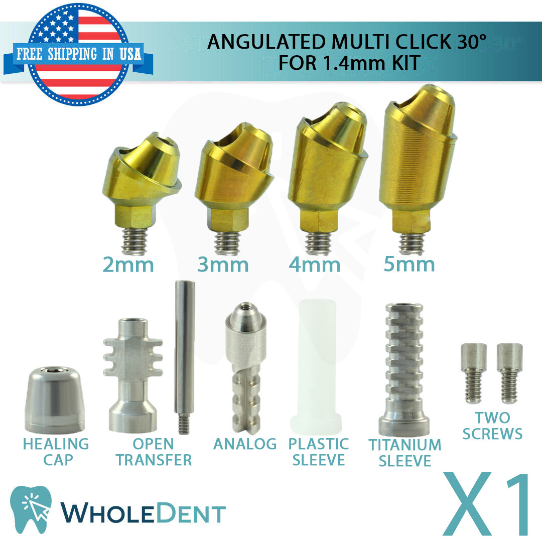 1x Angulated Multi Unit 30° 1.4mm Abutment Attachment Kit Internal Hex 2.42mm