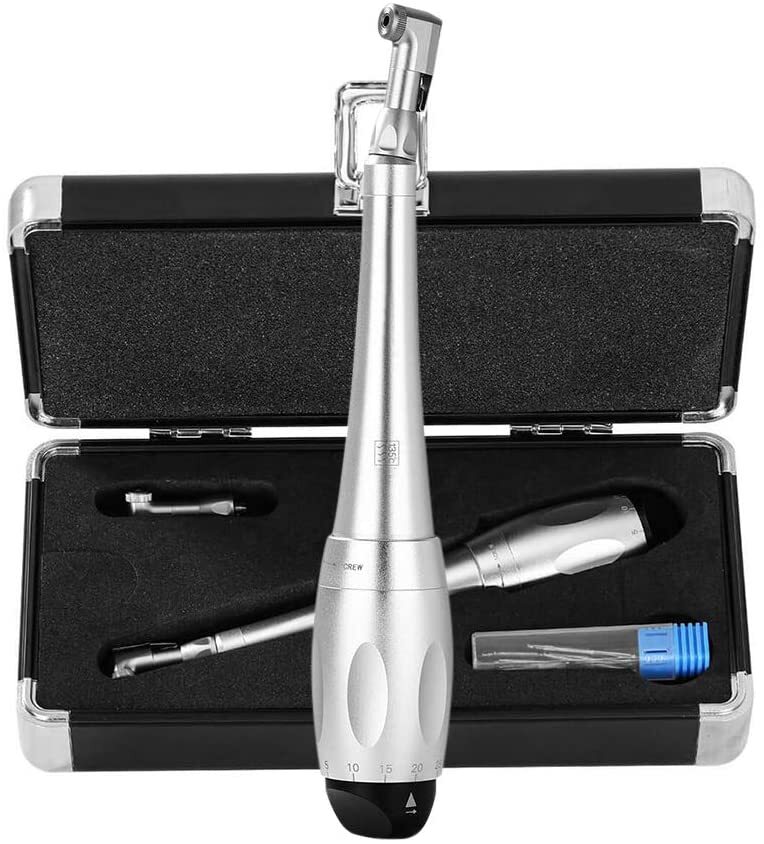 Dental Universal Implant Torque 2 Heads Adjustment Handpiece&12 Drivers Silver