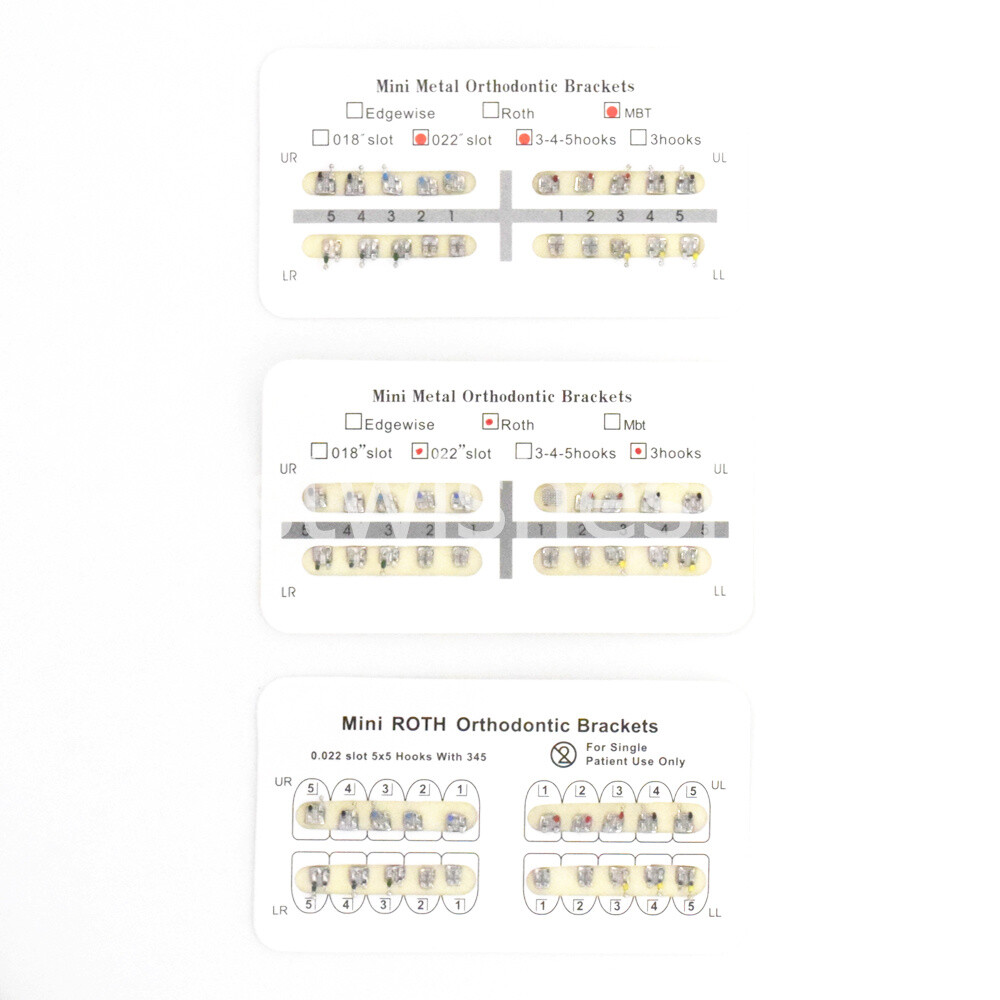 Dental Orthodontic MIM Monoblock Brackets Metal Mini Roth/MBT 0.022/0.018 Hook
