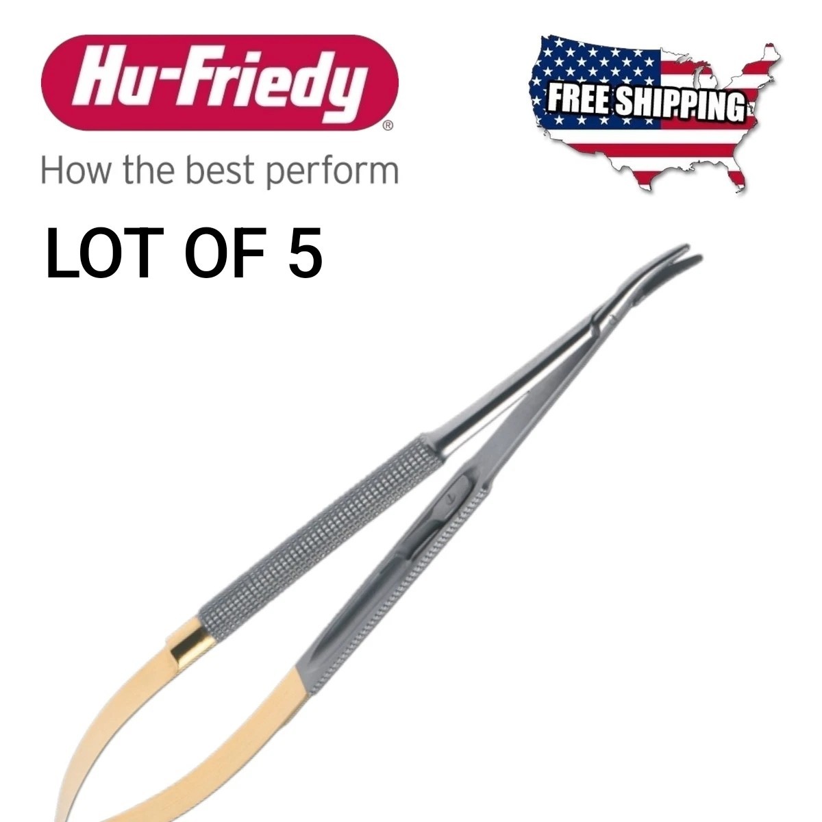 5X Hu Friedy NH5021 Curved Castroviejo Perma Sharp™ Needle Holder, 14 cm (5.5″)