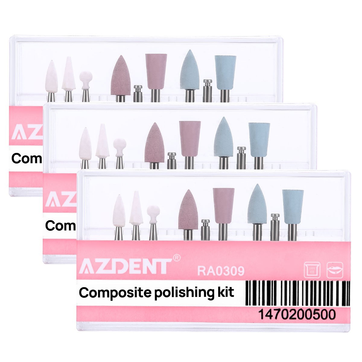 AZDENT Dental Light-Curing Resin Polishing Set Ceramic Silicon Rubber Dia.2.35mm