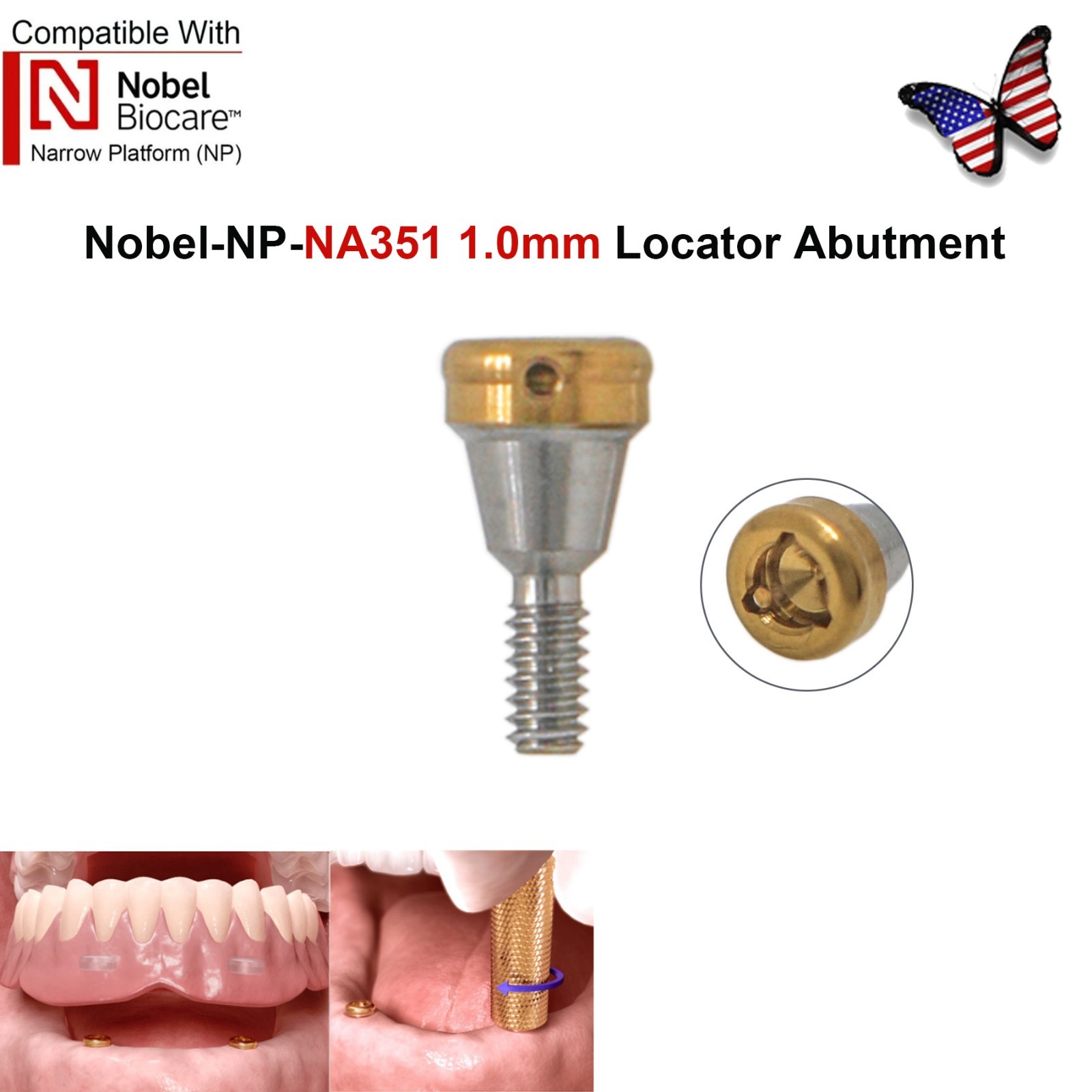 US Nobel Biocare Locator Abutment Replace Conical Connection Compatible NP/RP