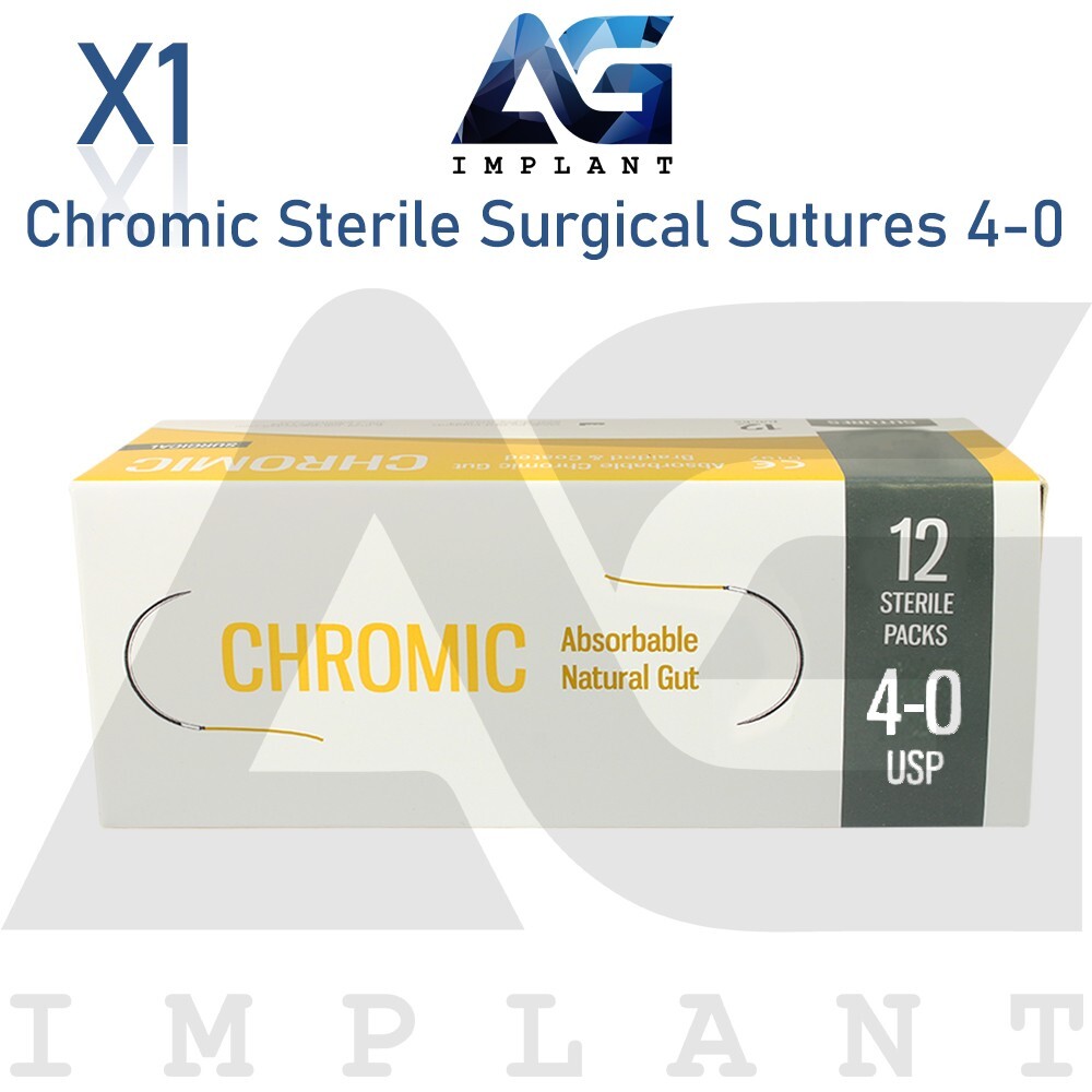 4-0 Chromic Gut Ste rile Training 75cm Sut ures Brown Braided 12pc
