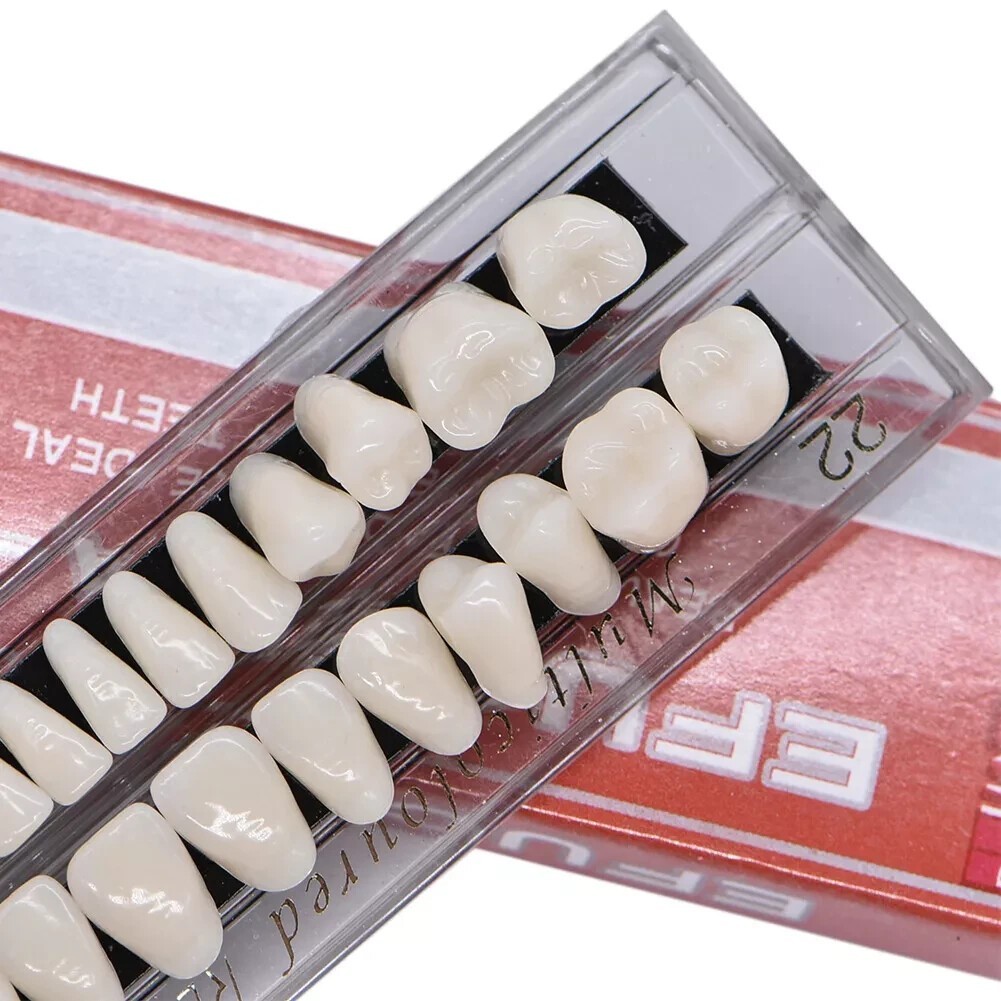 28 Pcs Dental Denture Acrylic Temporary Crown Resin Full Teeth Upper Tool A2/A3