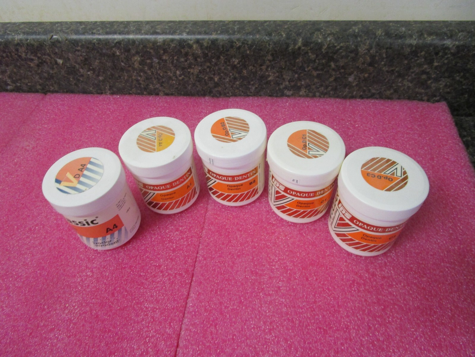 Qty (5) Approximately 50% Full Ivoclar IPS Opaque Dentin Metal Ceramic & Refill