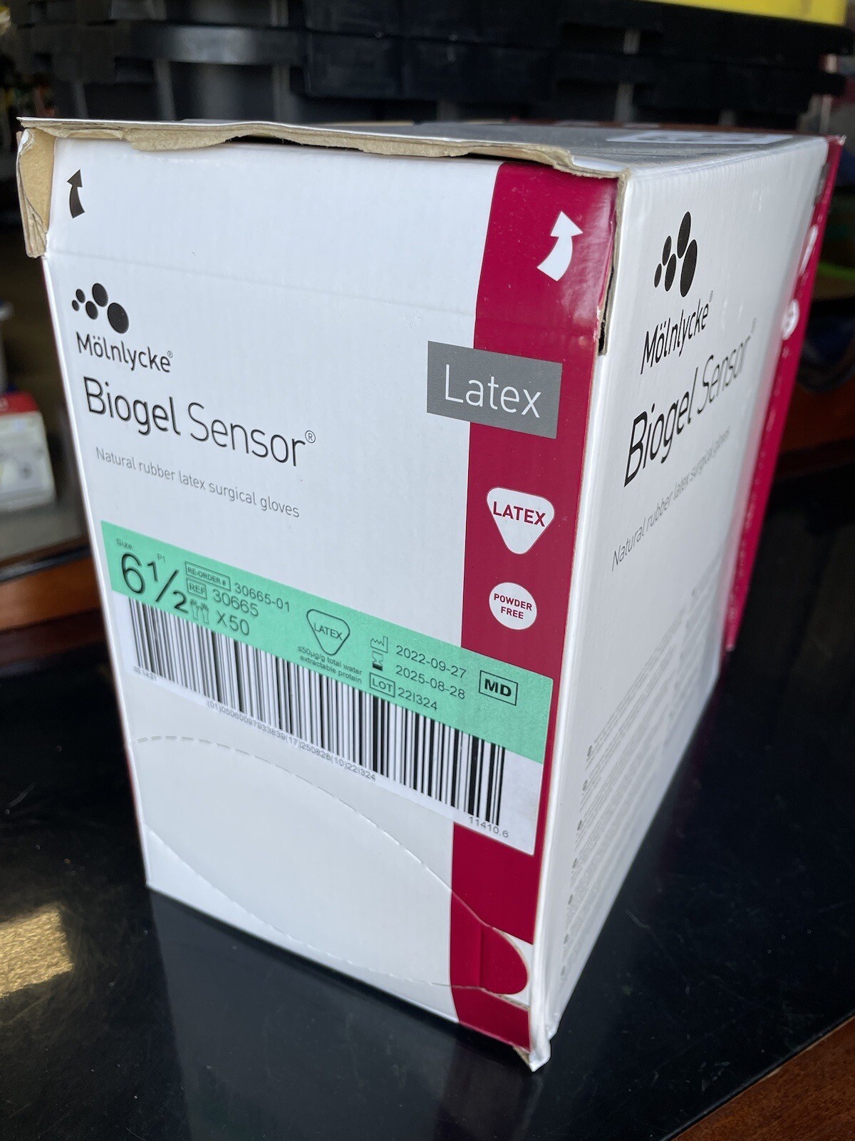 50 Pairs Molnlycke Biogel Sensor Surgeons Latex Sterile Surgical Gloves Size 6,5