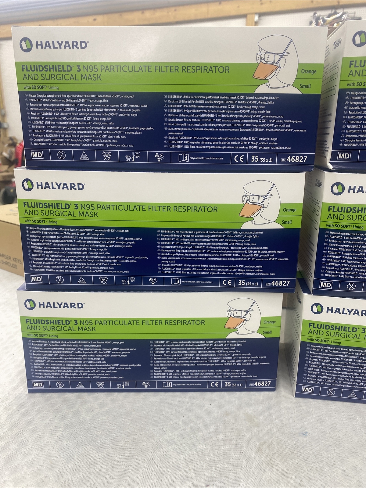 Case of 210 46827 Small Halyard N95 Masks Fluidshield 3 Surgical Respirator