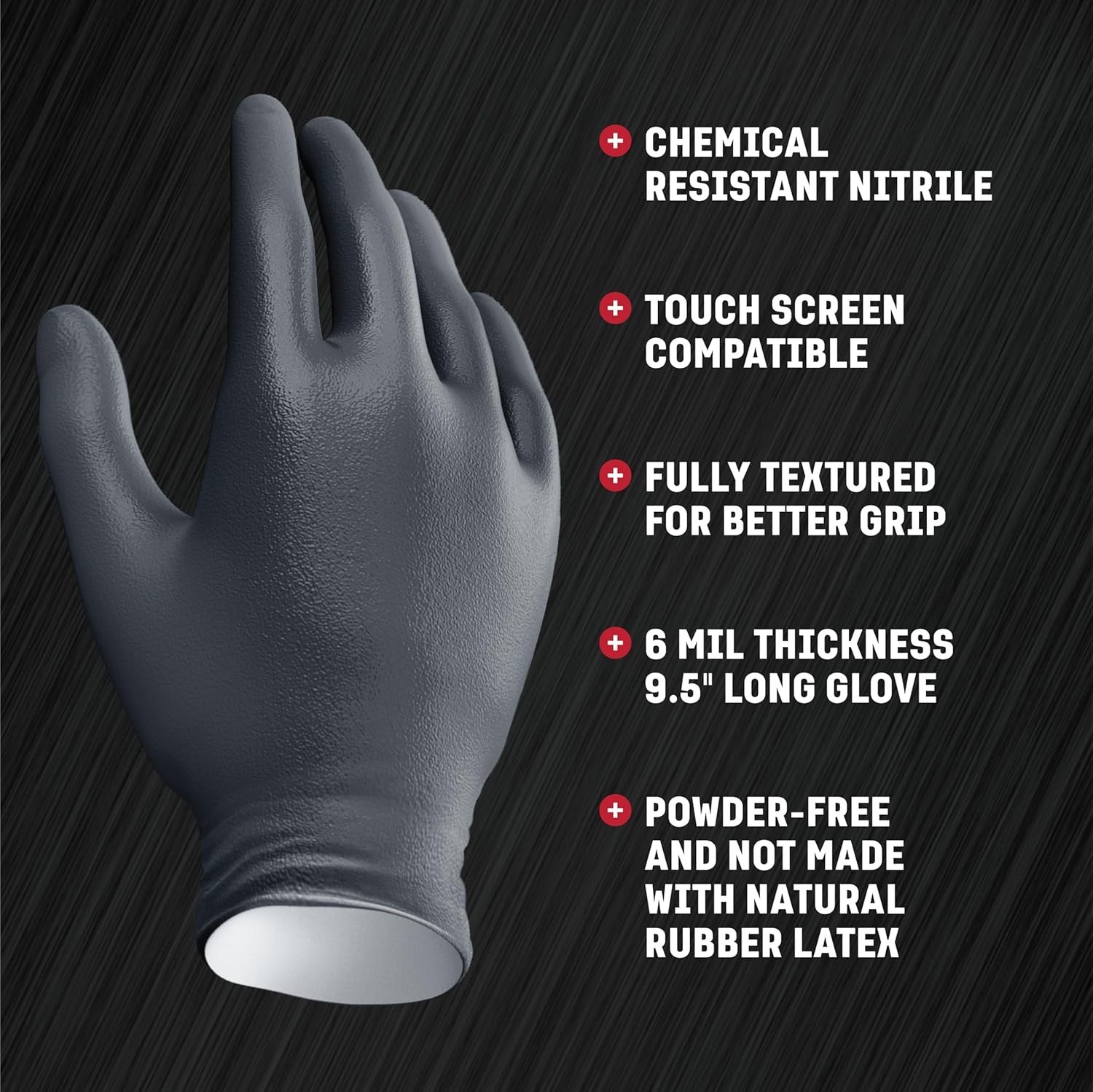 Disposable Black Nitrile Gloves – Latex-Free, Textured Grip, 100 Count, Medium