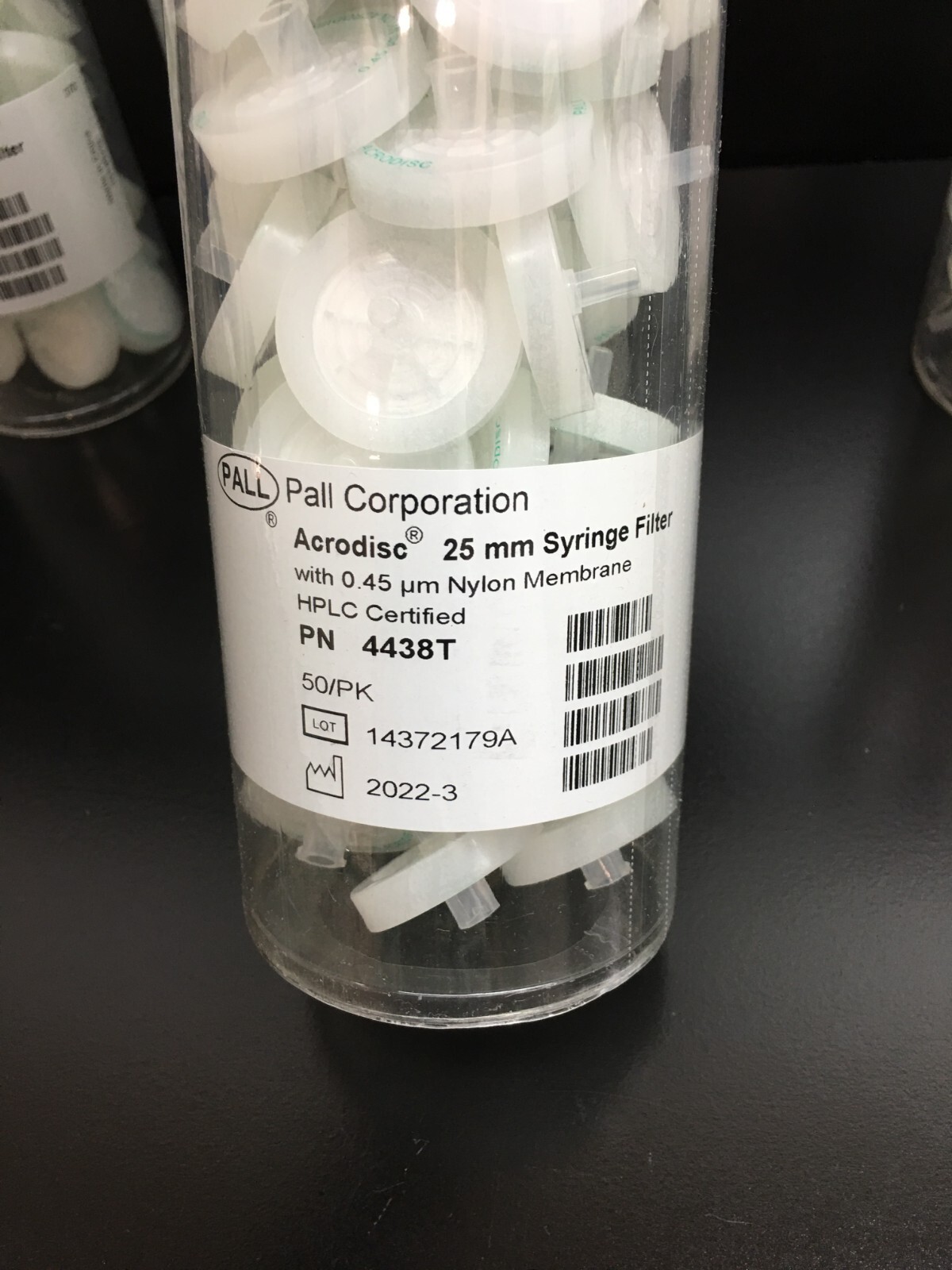 PALL Acrodisc REF 4438T Syringe Filter 0.45µm Nylon Membrane 25mm Lot 4 PKS
